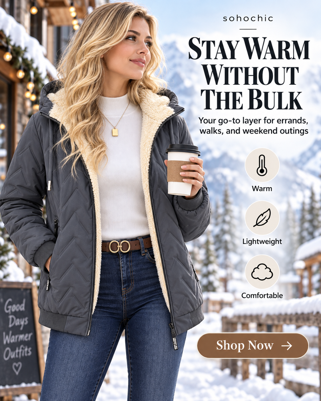 Women's Winter Fleece-Lined Hooded Jacket