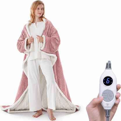 Wearable Heated Blanket with Foot Pocket Sherpa🔥Overheat Protection & Auto Shut-Off