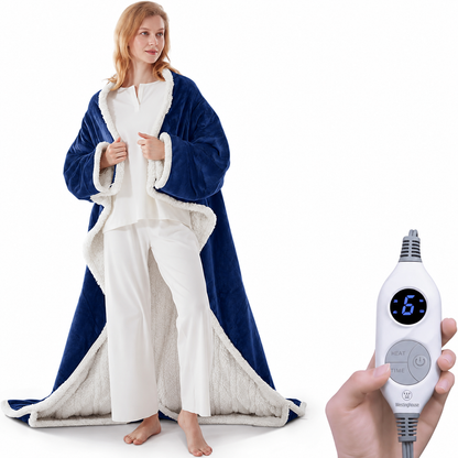 Wearable Heated Blanket with Foot Pocket Sherpa🔥Overheat Protection & Auto Shut-Off