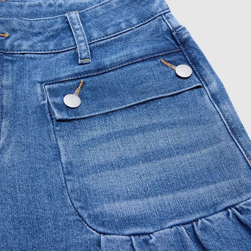 Women’s Relaxed Balloon Jeans – Stretchy Denim, Utility Pockets & Adjustable Drawstring Hems
